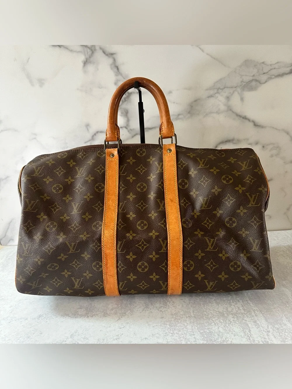 Louis Vuitton Monogram KeepAll 45 Canvas Travel Duffle Bag